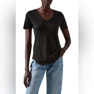 ATM Women’s Slub Jersey V-Neck Short Sleeve Tee In Size M